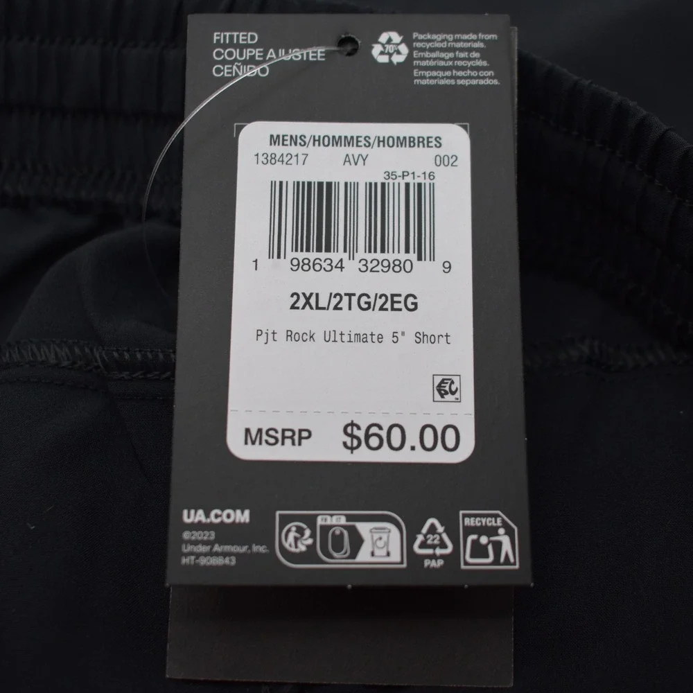 Under Armour Project Rock Ultimate 5" Shorts Men's 2XL Black Marine OD Green NWT - Picture 9 of 11